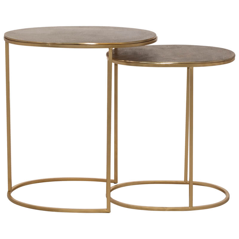 ALU OVAL TABLES SET/2 51CM/61CM