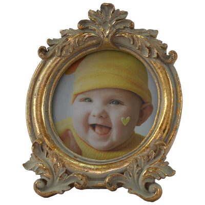 NOEL GOLD LEAF ROUND FRAME 12X10C