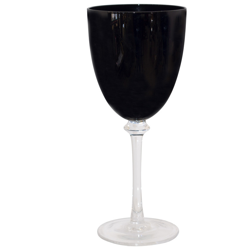 BLACK WINE CLEAR STEM 430ML 23CM