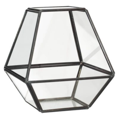 GEO BLACK FLOWER HOUSE 14X12CM