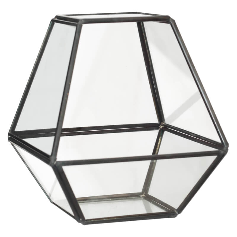 GEO BLACK FLOWER HOUSE 14X12CM