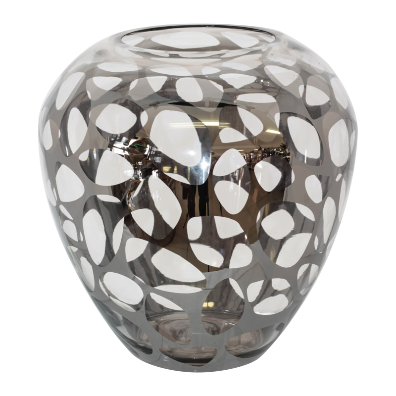 SILVER LEOPARD PRINT VASE 25X26CM