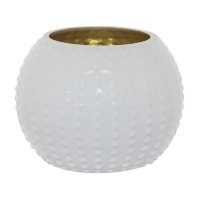 SEA URCHIN WHITE BALL VASE 15X11