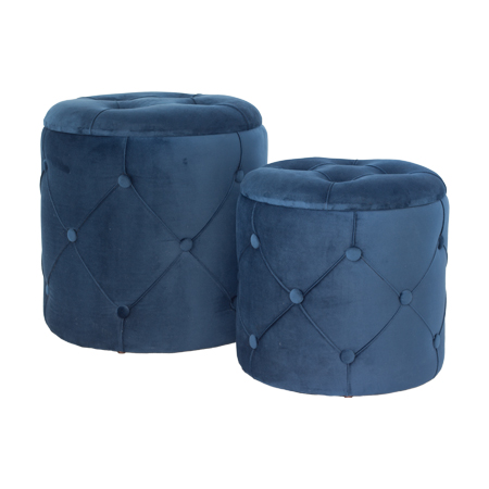 ROYAL BLUE OTTOMAN S2 43X44/34X33
