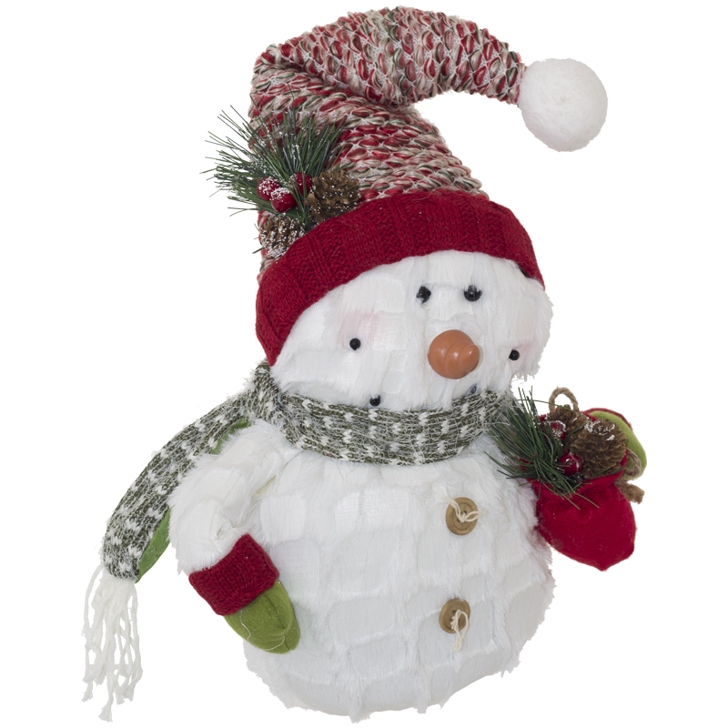GREEN SCARF SNOWMAN 49CM