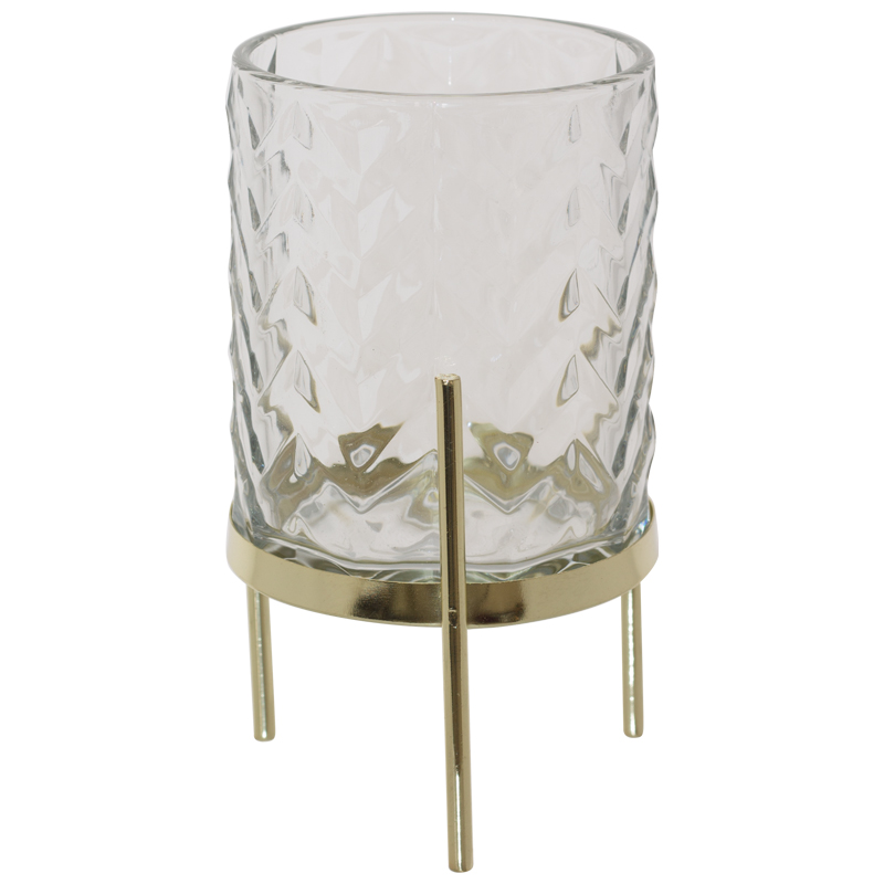 BELLA CLEAR/GOLD CANDLE HOLDER 18
