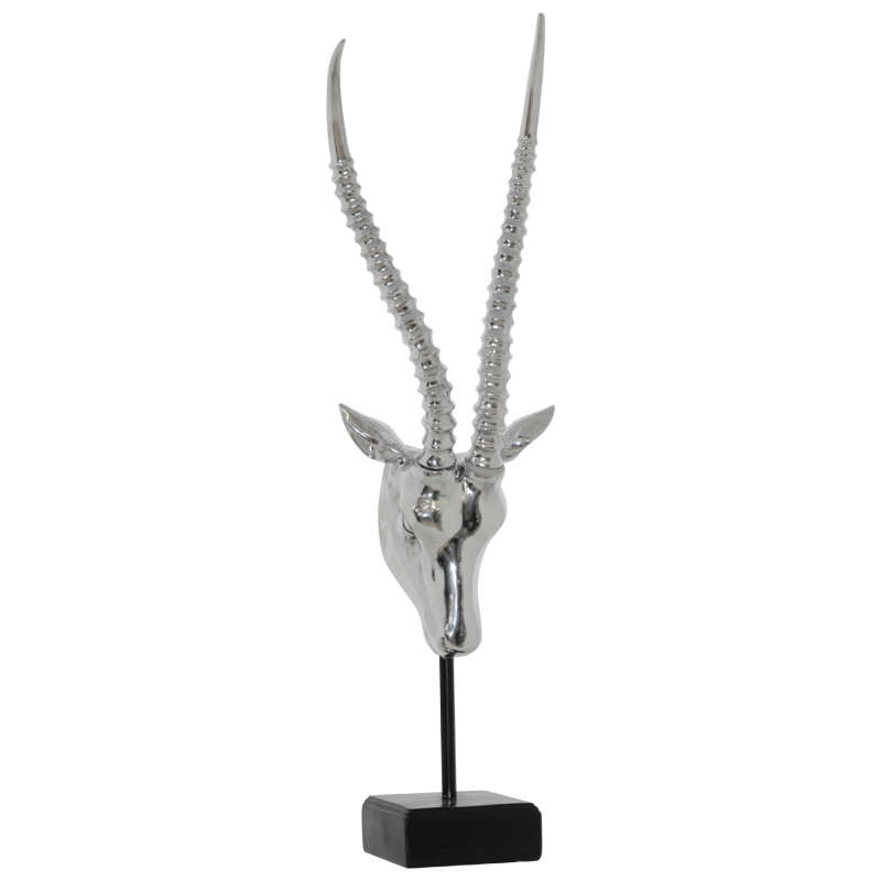 SILVER ANTELOPE HEAD ON PLINTH 78