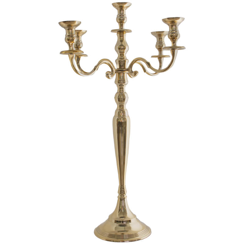 5 LITE CANDELABRA 70CM GOLD