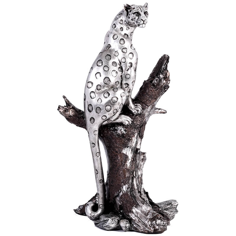 SILVER LEOPARD ON BRANCH 51CM - Image 3