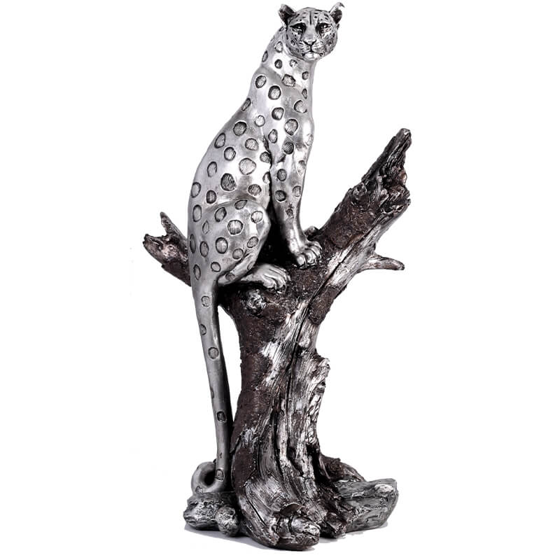 SILVER LEOPARD ON BRANCH 51CM