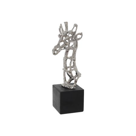 PEWTER GIRAFFE HEAD ON PLINTH 28C