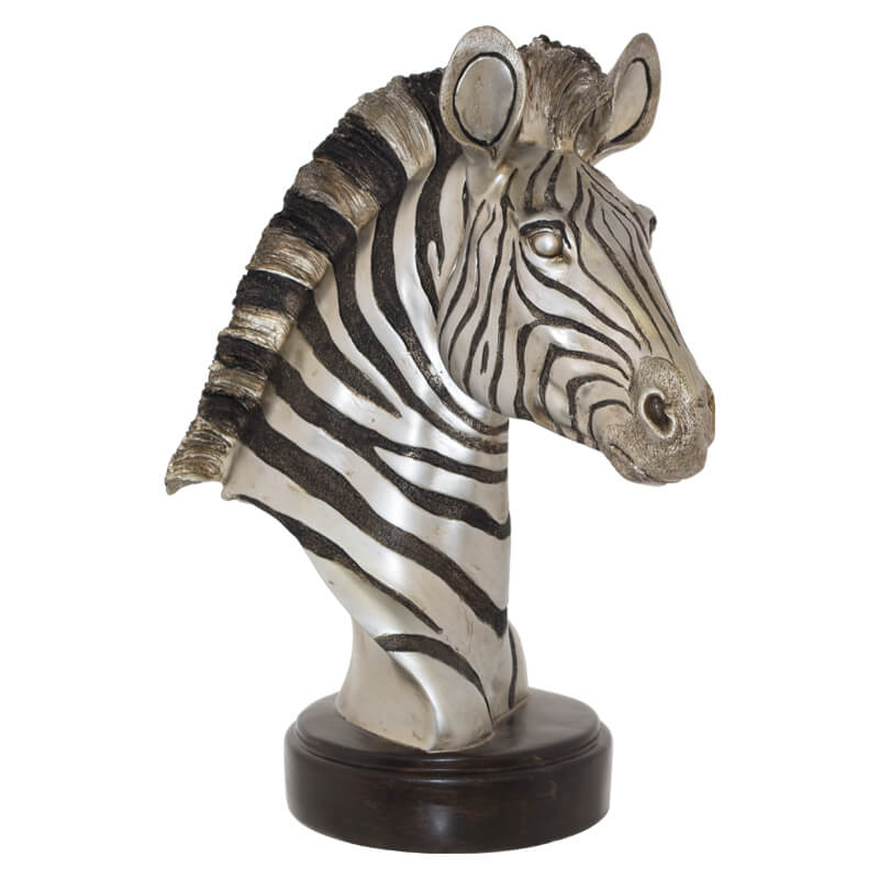 ZEBRA HEAD ON PLINTH 46CM