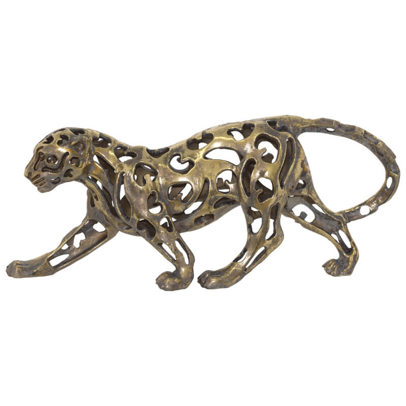 ANT.GOLD LEOPARD 61CM SCULPTURED