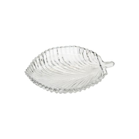HEMLOCK LEAF GLASS PLATTER 20X16C