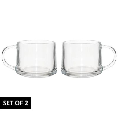GLASS COFFEE MUGS SET/2 300ML