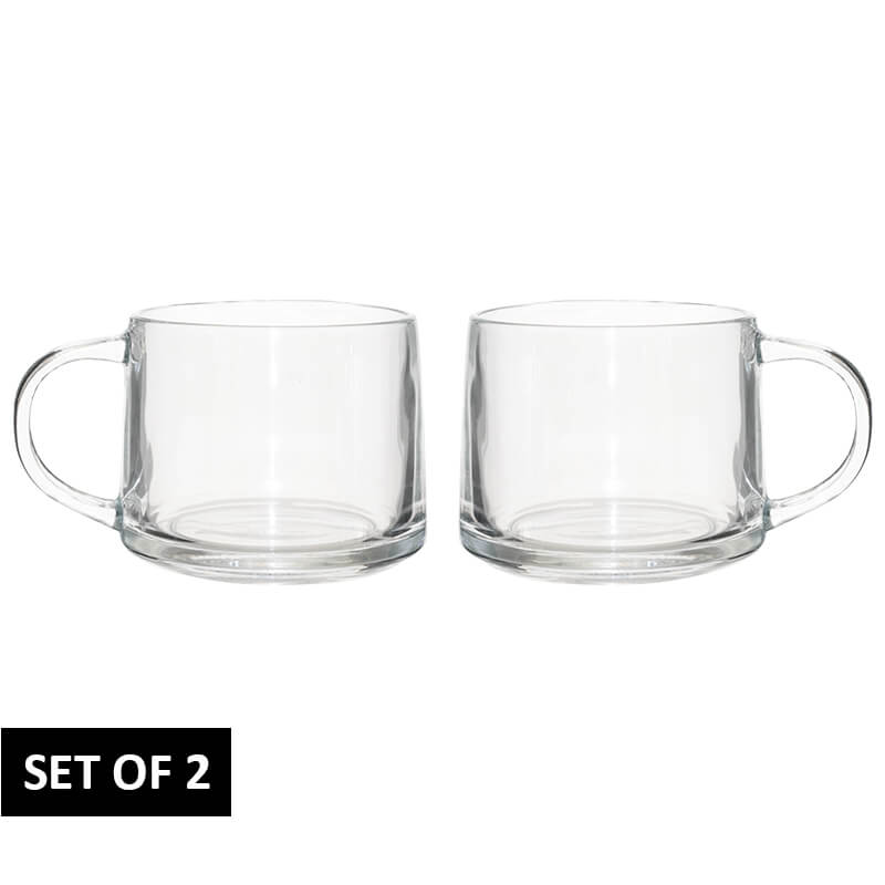 GLASS COFFEE MUGS SET/2 300ML