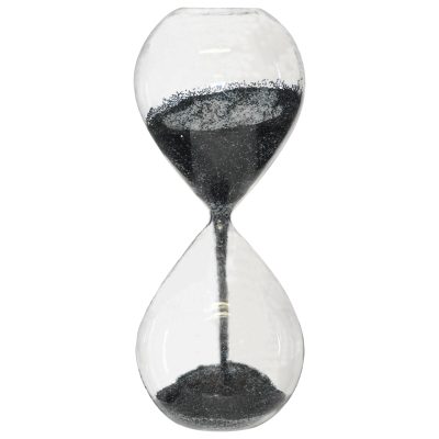 BLACK GLITTER HOURGLASS 24CM