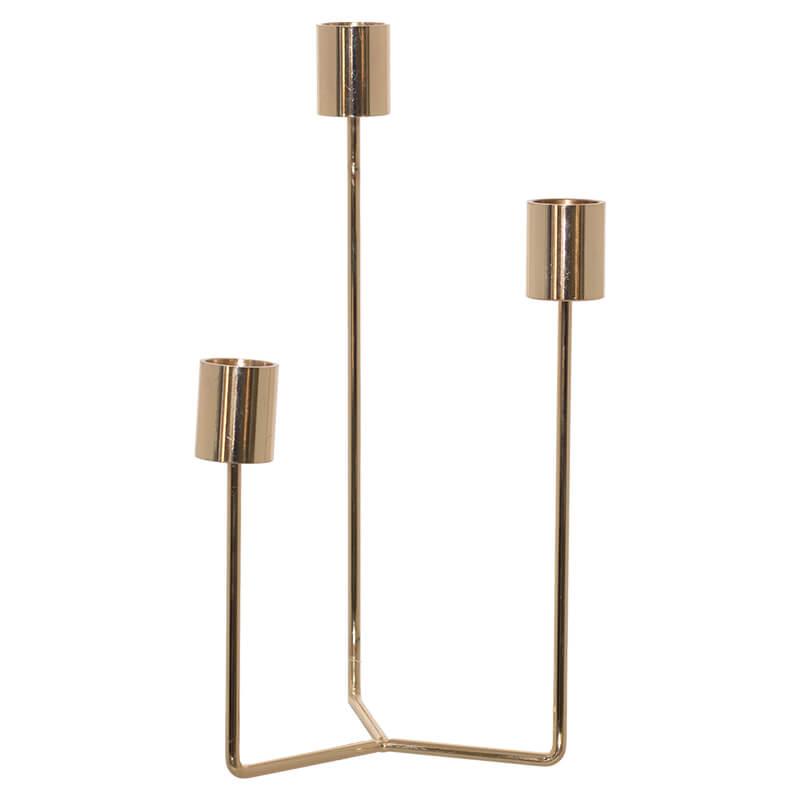 GOLD 3 TIER CANDLE STICK 23CM
