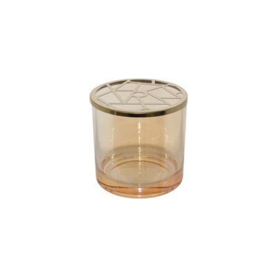 NOVA AMBER VASE/GOLD LID 10X10