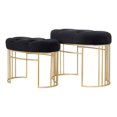 BLACK OTTOMAN SET/2 61CM/50CM
