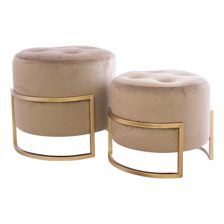 MINK OTTOMAN WITH GOLD S/2 33/42CM