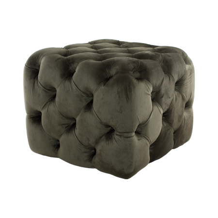OLIVE TUFTED OTTOMAN 50X50X40CM