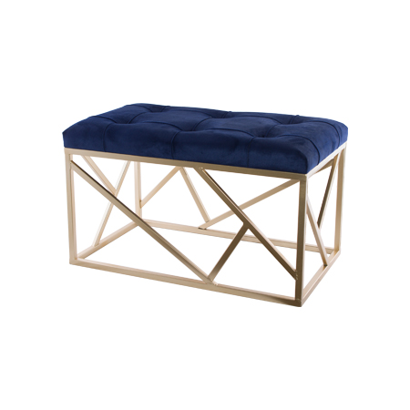 ROYAL BLUE/GOLD LONG OTTOMAN 60X3
