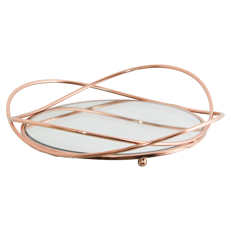GOLD MIRROR TRAY 37CM DIA