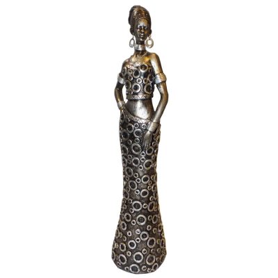 BRONZE GIRL/RINGS STANDING 36CM