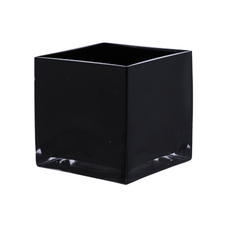 TANK VASE BLACK 12X12X12CM