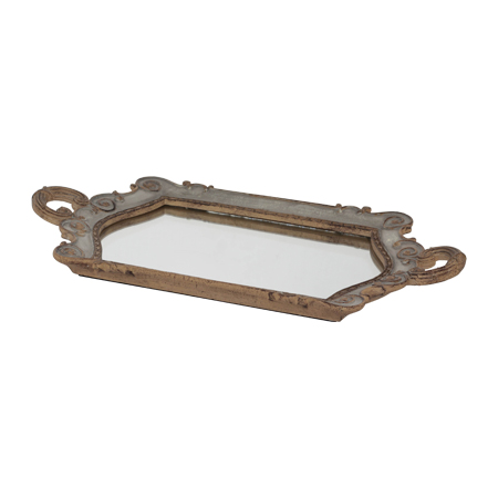 ANTIQUE MINK HANDLED TRAY 25X46CM