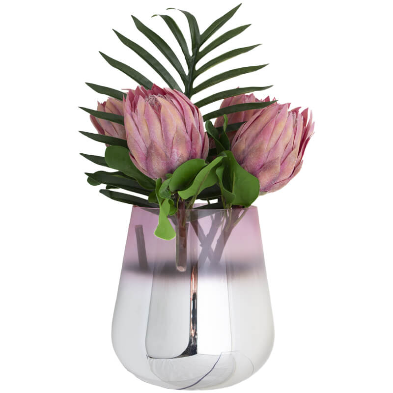 SILVER/PINK VASE 25CM - Image 2