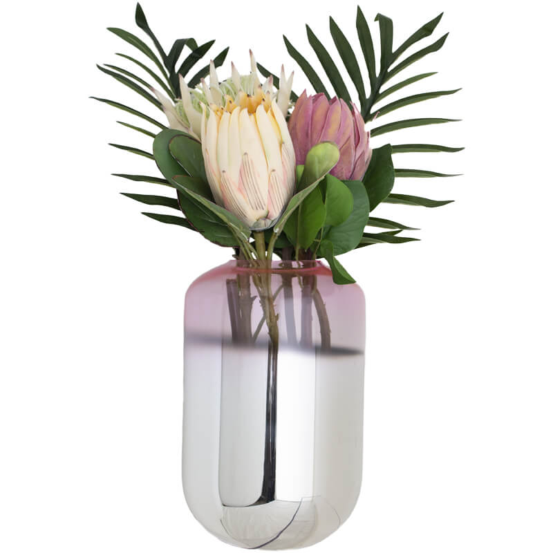 SILVER/PINK VASE 30CM - Image 2