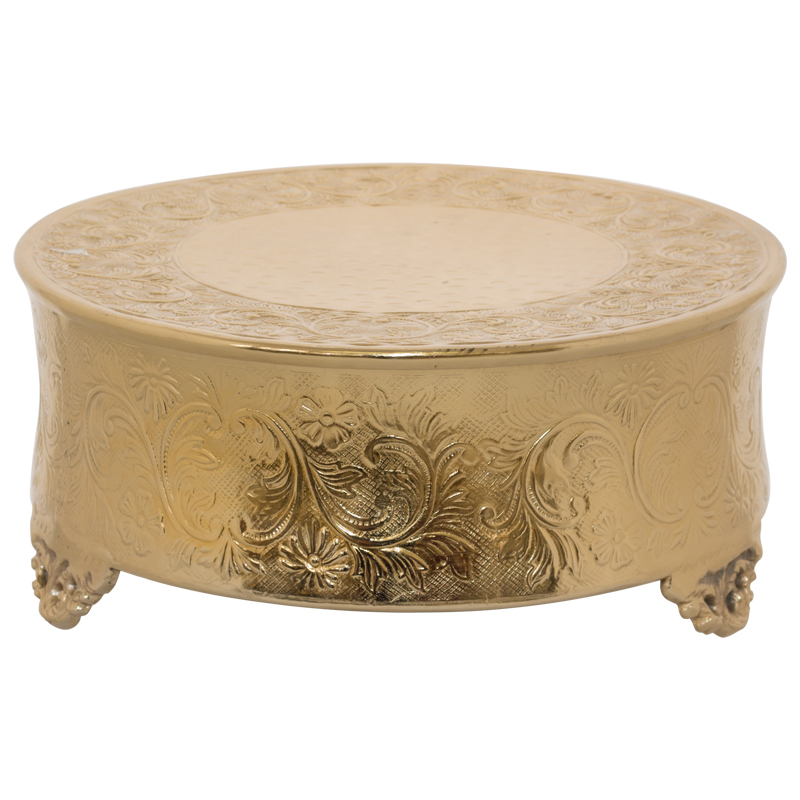 ROUND EMBOSSED STAND GOLD 36X16CM