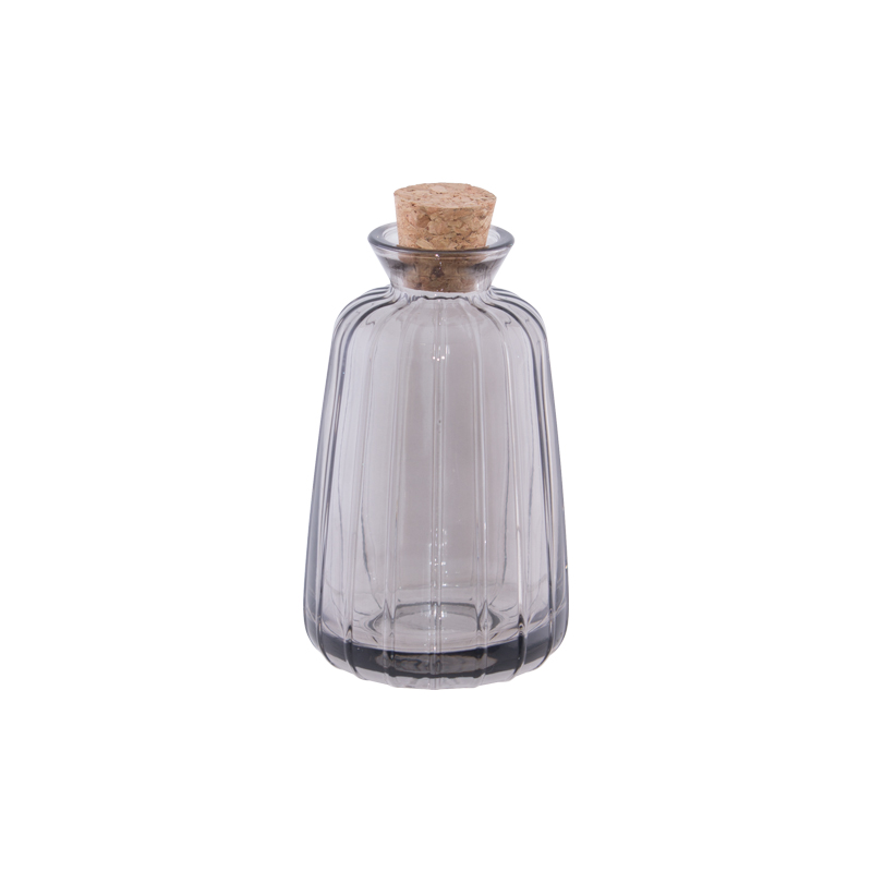 SMOKED RIBBED VASE 11CM
