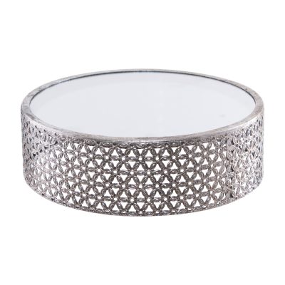 SILVER MIRROR DECO STAND 30X10CM