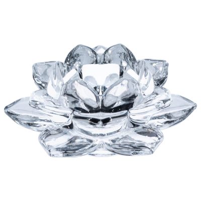FLORAL GLASS CANDLE HOLDER 12CM