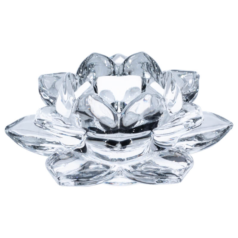 FLORAL GLASS CANDLE HOLDER 12CM