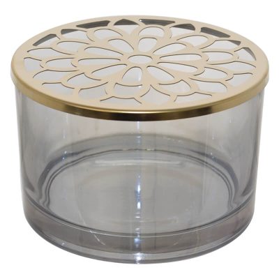 NOVA BLUE VASE/GOLD LID 8X12