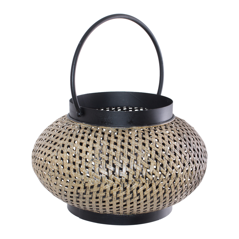 RATTAN LOOK/BLACK LANTRN 32X32X19