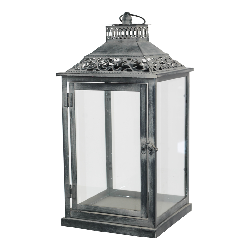 ANTIQUE GREY LANTERN 40CM