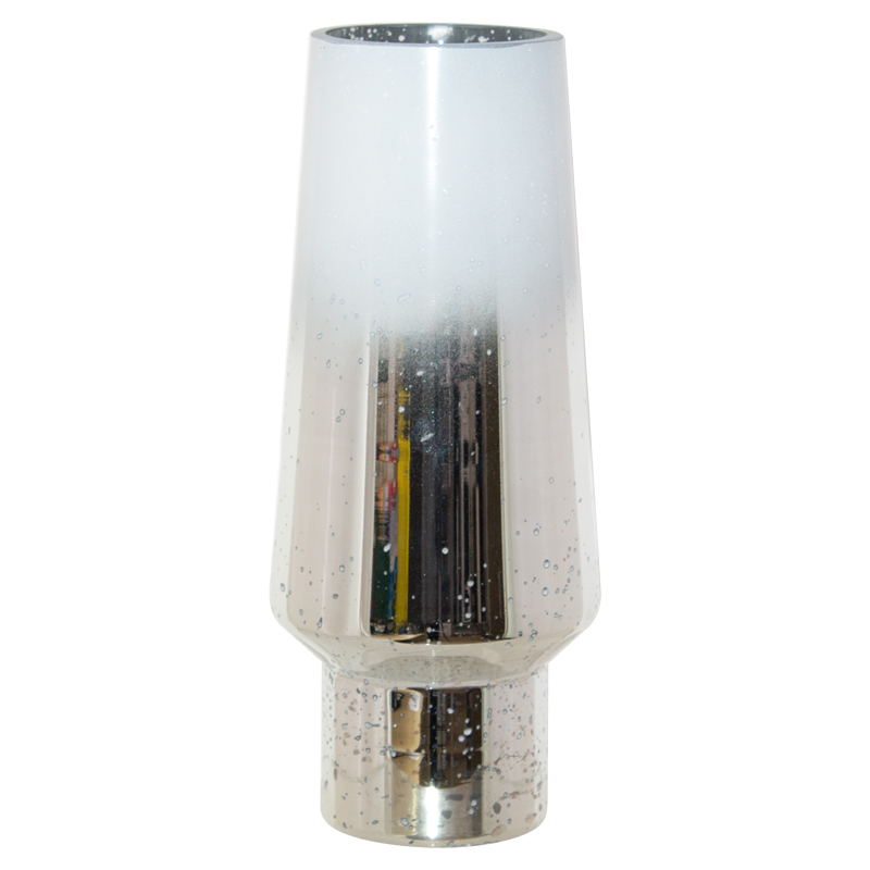WHITE/MERCURY SILVER VASE 32 CM