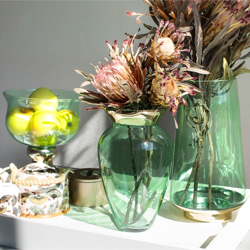 MINT GREEN VASE GOLD BASE 30 CM - Image 3