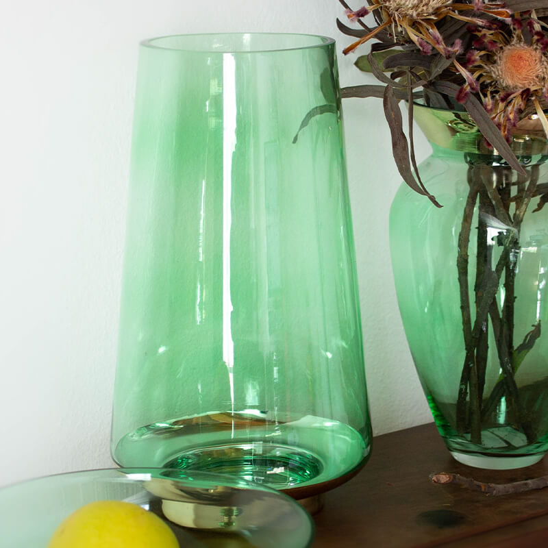 MINT GREEN VASE GOLD BASE 30 CM - Image 2