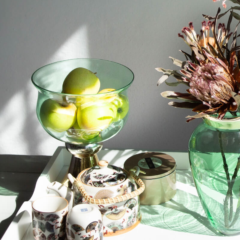 MINT GREEN VASE GOLD BASE 25 CM - Image 2