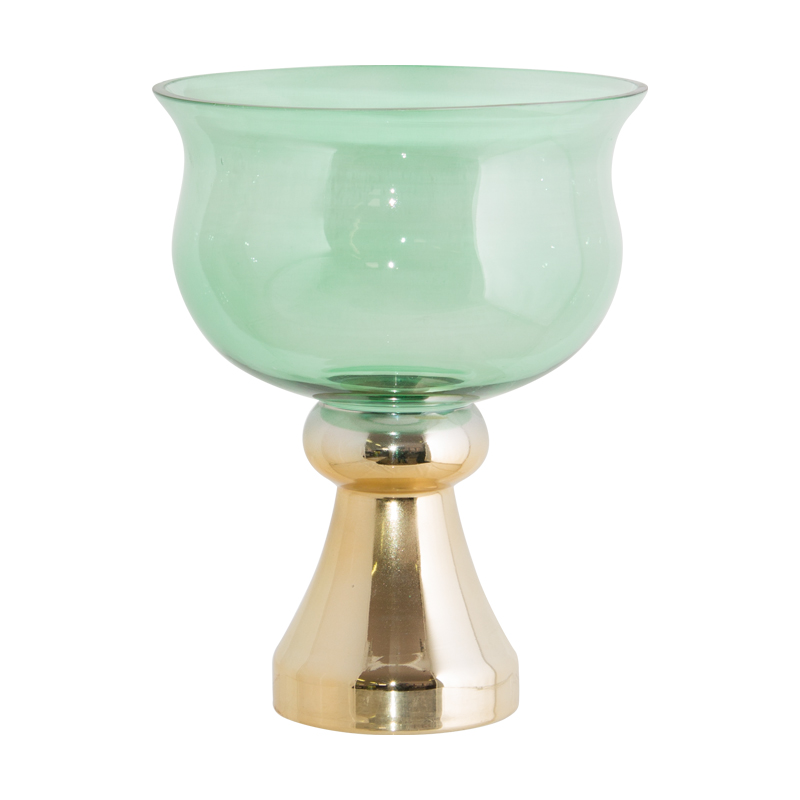 MINT GREEN VASE GOLD BASE 25 CM