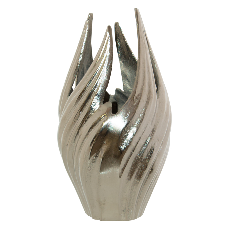 VASE ROUGH NICKEL 35CM