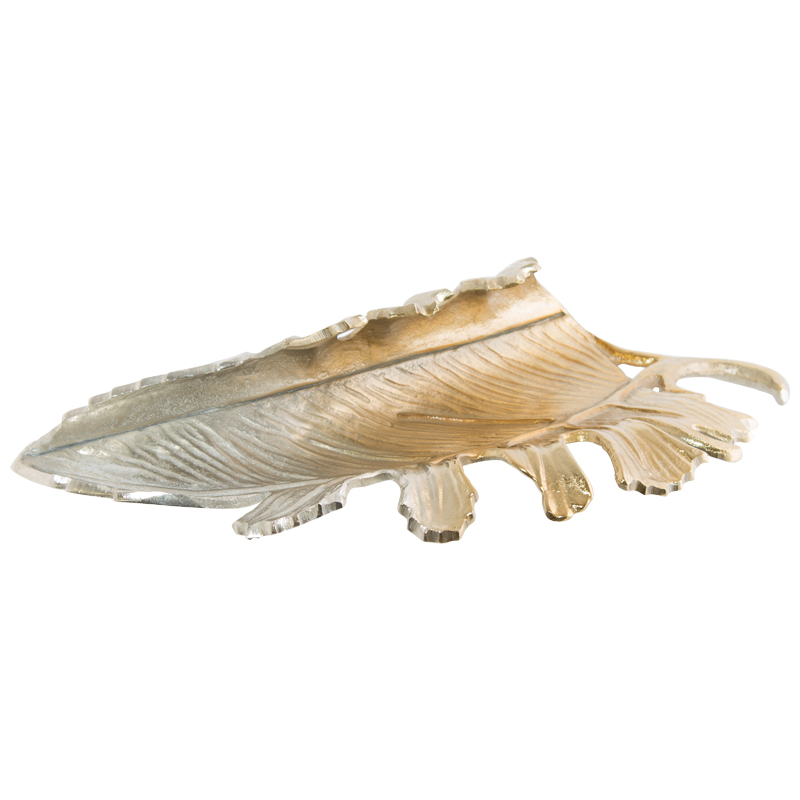 LEAF 2 TONE NICKEL/GOLD 45X20CM - Image 2