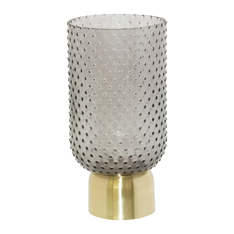GREY DOTTED VASE GOLD BASE 26CM