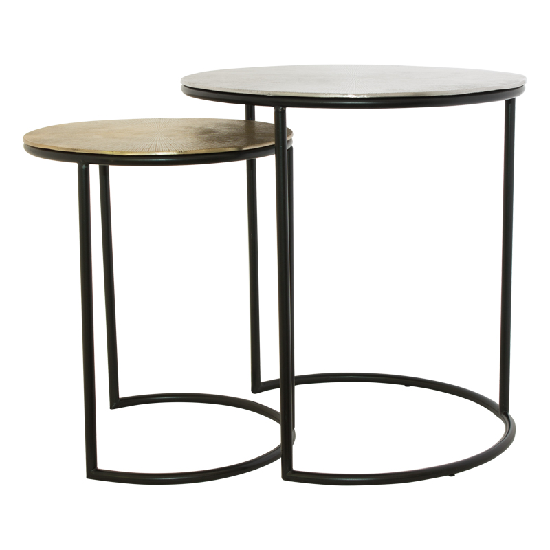 Gold/Silver Top Black Table Set/2